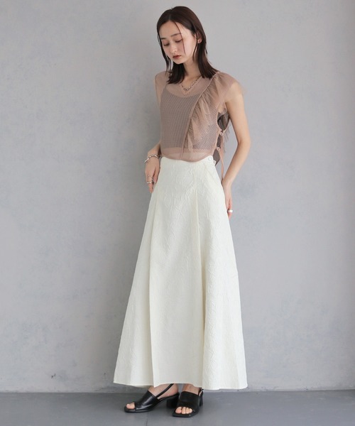&g'aime（アンジェム）の「【&ｇ'aime 】シワ加工フレアスカート　Crinkle Flared Skirt（スカート・レディース・アイボリー/ブラック・FREE）」の12枚目の写真