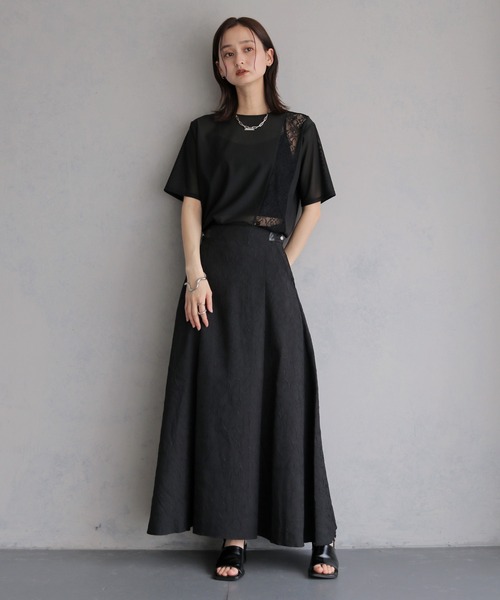 &g'aime（アンジェム）の「【&ｇ'aime 】シワ加工フレアスカート　Crinkle Flared Skirt（スカート・レディース・アイボリー/ブラック・FREE）」の21枚目の写真