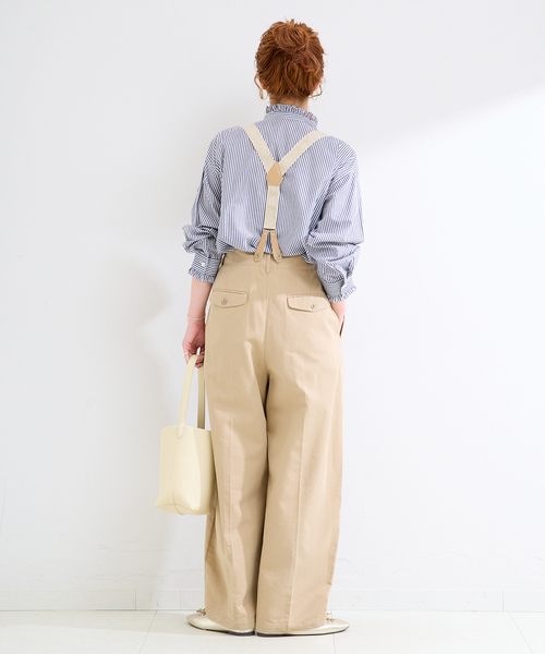 B.C STOCK(ベーセーストック)の「《追加8》【WEB限定】手洗い可 / スタンドフリルブラウス(シャツ/ブラウス・レディース・ネイビー/ブラック系その他・FREE)」の11枚目の写真