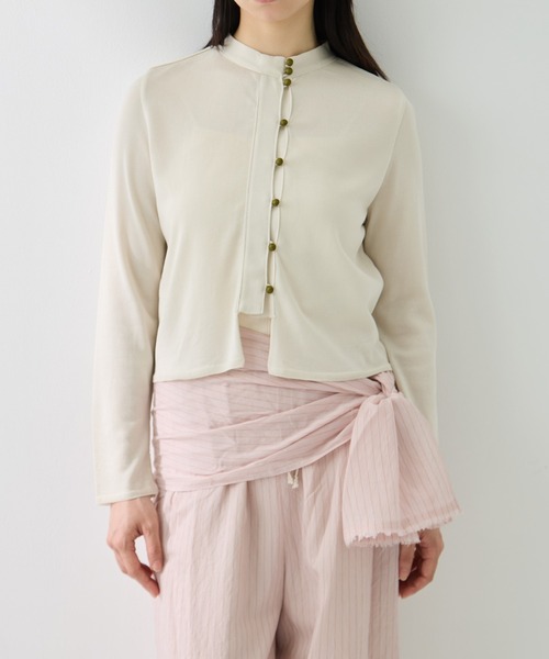 TAN（タン）の「[TAN/タン]EX. MULTI BUTTON KINT BLOUSE（ニット/セーター・レディース・レッド/ネイビー/アイボリー・FREE）」の2枚目の写真