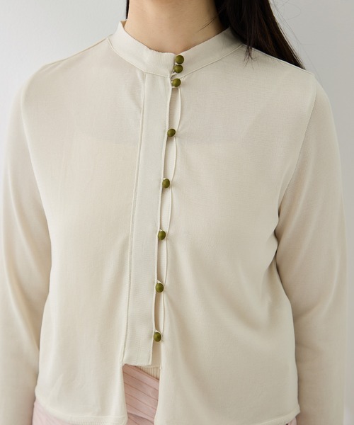 TAN（タン）の「[TAN/タン]EX. MULTI BUTTON KINT BLOUSE（ニット/セーター・レディース・レッド/ネイビー/アイボリー・FREE）」の7枚目の写真