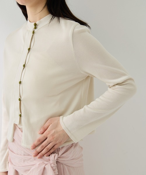TAN（タン）の「[TAN/タン]EX. MULTI BUTTON KINT BLOUSE（ニット/セーター・レディース・レッド/ネイビー/アイボリー・FREE）」の8枚目の写真