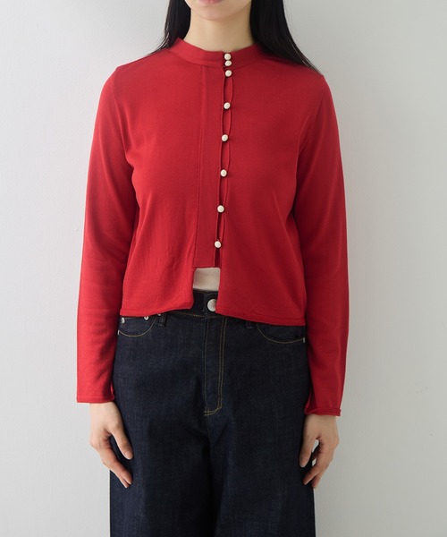 TAN（タン）の「[TAN/タン]EX. MULTI BUTTON KINT BLOUSE（ニット/セーター・レディース・レッド/ネイビー/アイボリー・FREE）」の12枚目の写真