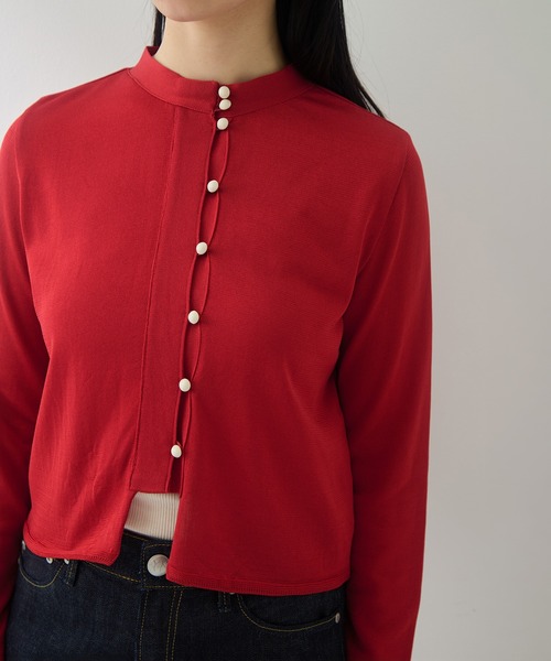 TAN（タン）の「[TAN/タン]EX. MULTI BUTTON KINT BLOUSE（ニット/セーター・レディース・レッド/ネイビー/アイボリー・FREE）」の15枚目の写真