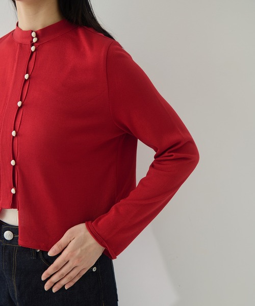 TAN（タン）の「[TAN/タン]EX. MULTI BUTTON KINT BLOUSE（ニット/セーター・レディース・レッド/ネイビー/アイボリー・FREE）」の16枚目の写真