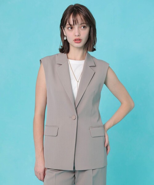 ANAYI（アナイ）の「ウールライクタックショルダージレ〈セットアップ対応商品〉（その他アウター・レディース・ネイビー/トップグレー・36/38）」の2枚目の写真