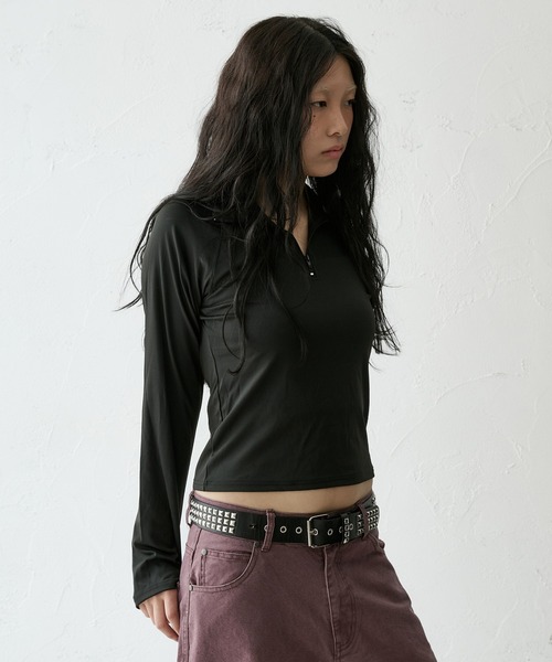 FTW(エフティダブリュー)の「HALF ZIP JERSEY(Tシャツ/カットソー・レディース・ミント/ブラック・SMALL/MEDIUM)」の1枚目の写真