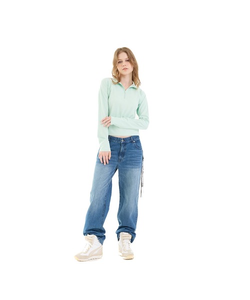 FTW(エフティダブリュー)の「HALF ZIP JERSEY(Tシャツ/カットソー・レディース・ミント/ブラック・SMALL/MEDIUM)」の6枚目の写真