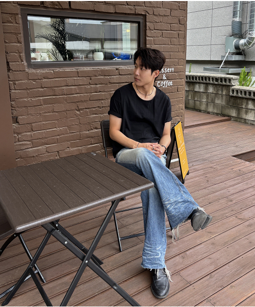 OWSA(オウサ)の「ソフトUネック無地半袖Tシャツ2カラー(Tシャツ/カットソー・メンズ・ホワイト/ブラック・LARGE/MEDIUM)」の11枚目の写真