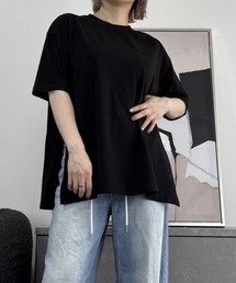 【Lサイズ・XLサイズ専門着痩せブランド】両サイドスリットオーバーTシャツ
