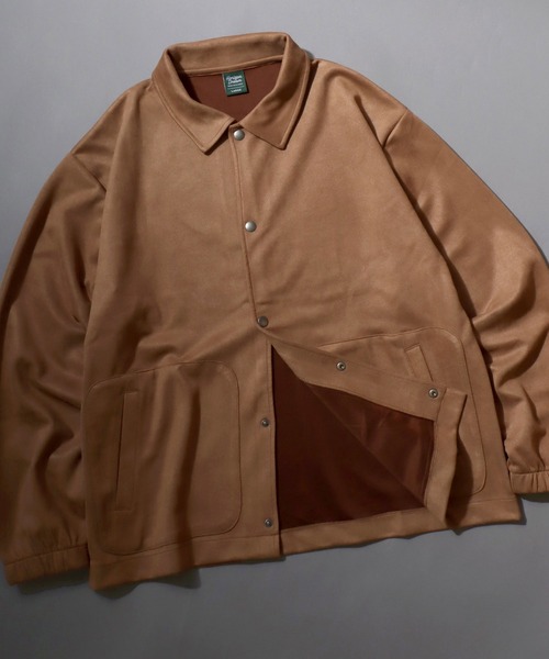 ANPAS(アンパス)の「Brushed Ponte Snap-Front Blouson / ブラッシュポンチスナップブルゾン コーチジャケット アウター メンズ 秋冬 スエードライク(ブルゾン・メンズ・アイボリー/チャコール/ブラウン・M/L)」の3枚目の写真