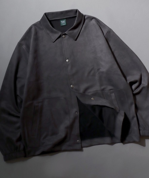 ANPAS(アンパス)の「Brushed Ponte Snap-Front Blouson / ブラッシュポンチスナップブルゾン コーチジャケット アウター メンズ 秋冬 スエードライク(ブルゾン・メンズ・アイボリー/チャコール/ブラウン・M/L)」の1枚目の写真