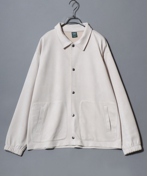 ANPAS(アンパス)の「Brushed Ponte Snap-Front Blouson / ブラッシュポンチスナップブルゾン コーチジャケット アウター メンズ 秋冬 スエードライク(ブルゾン・メンズ・アイボリー/チャコール/ブラウン・M/L)」の4枚目の写真