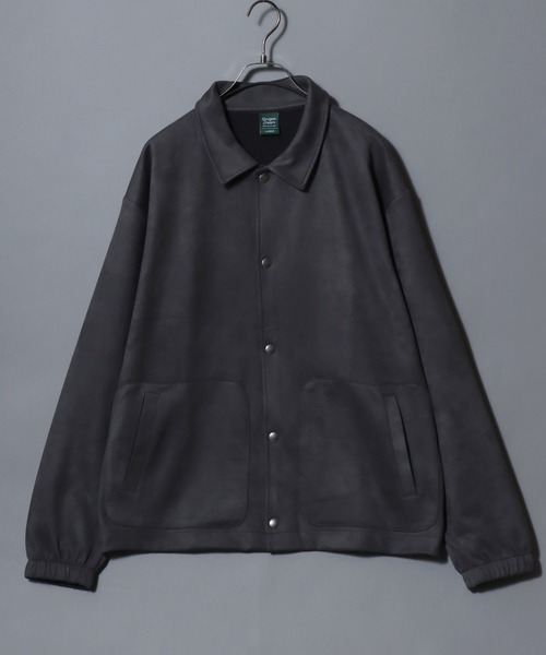 ANPAS(アンパス)の「Brushed Ponte Snap-Front Blouson / ブラッシュポンチスナップブルゾン コーチジャケット アウター メンズ 秋冬 スエードライク(ブルゾン・メンズ・アイボリー/チャコール/ブラウン・M/L)」の7枚目の写真