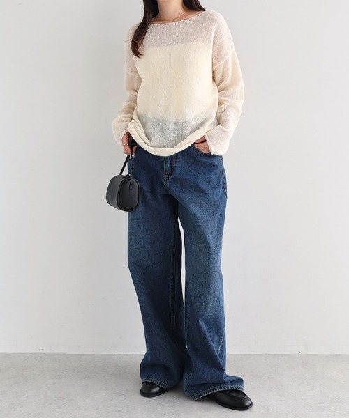 andme(アンドミー)の「モヘアタッチシアー長袖ニットトップス/ラップスカート【2点セット】(ニット/セーター・レディース・ブラウン/ブラック/アイボリー・M)」の16枚目の写真