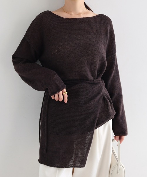 andme(アンドミー)の「モヘアタッチシアー長袖ニットトップス/ラップスカート【2点セット】(ニット/セーター・レディース・ブラウン/ブラック/アイボリー・M)」の22枚目の写真