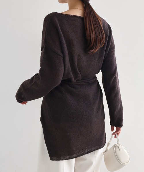andme(アンドミー)の「モヘアタッチシアー長袖ニットトップス/ラップスカート【2点セット】(ニット/セーター・レディース・ブラウン/ブラック/アイボリー・M)」の6枚目の写真