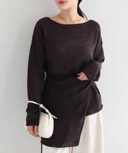 andme(アンドミー)の「モヘアタッチシアー長袖ニットトップス/ラップスカート【2点セット】(ニット/セーター・レディース・ブラウン/ブラック/アイボリー・M)」の21枚目の写真