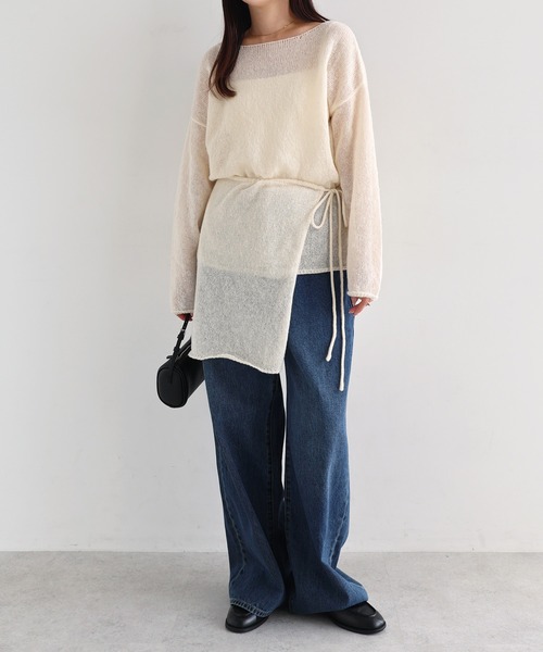 andme(アンドミー)の「モヘアタッチシアー長袖ニットトップス/ラップスカート【2点セット】(ニット/セーター・レディース・ブラウン/ブラック/アイボリー・M)」の12枚目の写真