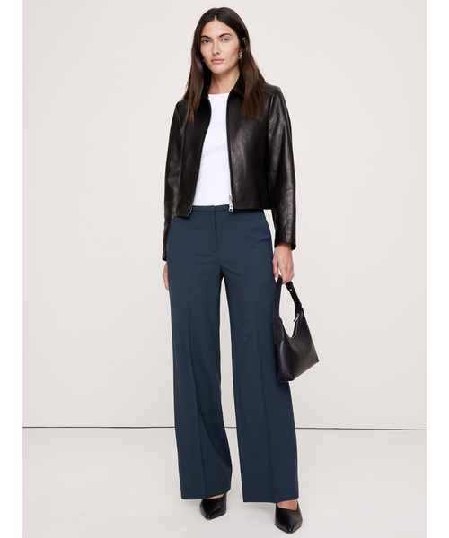 Banana Republic(バナナリパブリック)の「ハイライズ ワイドレッグ イタリアン ライトウェイト ウール パンツ(その他パンツ・レディース・グレー/ブルー・0/8/2/6)」の2枚目の写真