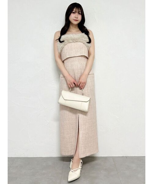 dazzlin(ダズリン)の「ファーライクレイヤードキャミワンピース(ワンピース・レディース・モカ/ピンク/アイボリー・MEDIUM/SMALL)」の12枚目の写真