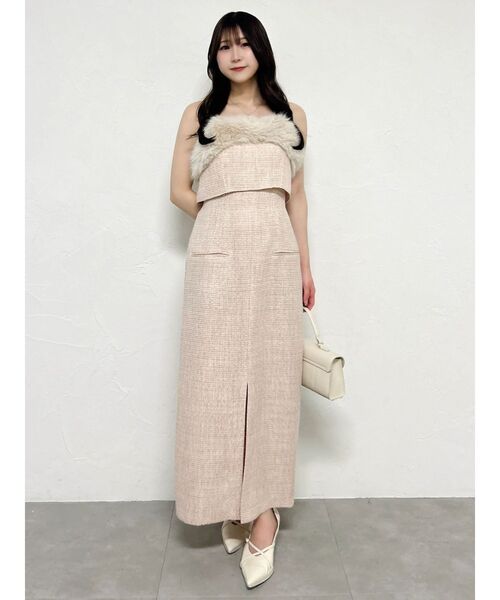 dazzlin(ダズリン)の「ファーライクレイヤードキャミワンピース(ワンピース・レディース・モカ/ピンク/アイボリー・MEDIUM/SMALL)」の14枚目の写真