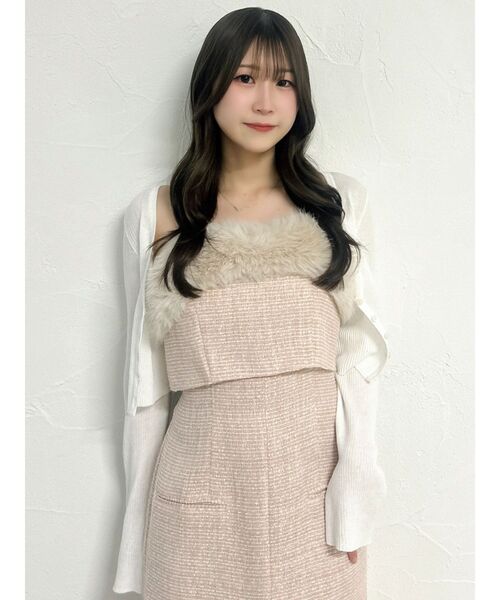 dazzlin(ダズリン)の「ファーライクレイヤードキャミワンピース(ワンピース・レディース・モカ/ピンク/アイボリー・MEDIUM/SMALL)」の20枚目の写真