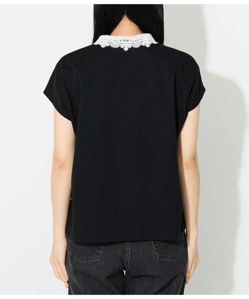 NEWYORKER(ニューヨーカー)の「【遮熱】プレーディング天竺 レース衿付き2WAYプルオーバー(Tシャツ/カットソー・レディース・サックスブルー/ブラック/ネイビー・LARGE/MEDIUM)」の5枚目の写真
