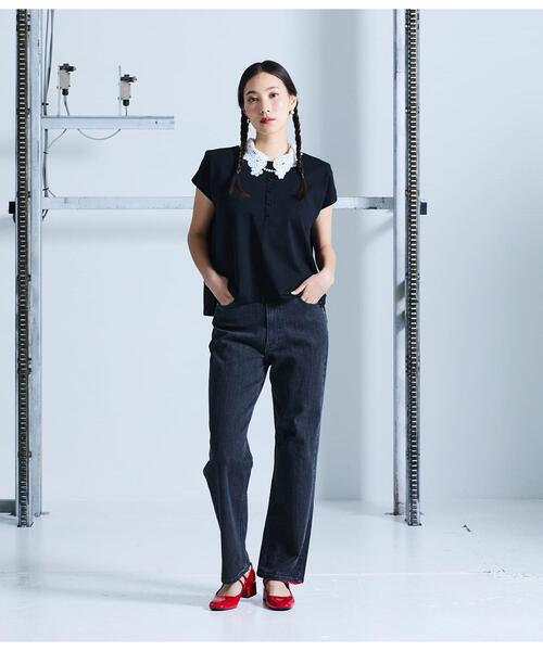 NEWYORKER(ニューヨーカー)の「【遮熱】プレーディング天竺 レース衿付き2WAYプルオーバー(Tシャツ/カットソー・レディース・サックスブルー/ブラック/ネイビー・LARGE/MEDIUM)」の9枚目の写真