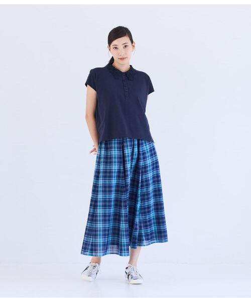 NEWYORKER(ニューヨーカー)の「【遮熱】プレーディング天竺 レース衿付き2WAYプルオーバー(Tシャツ/カットソー・レディース・サックスブルー/ブラック/ネイビー・LARGE/MEDIUM)」の19枚目の写真