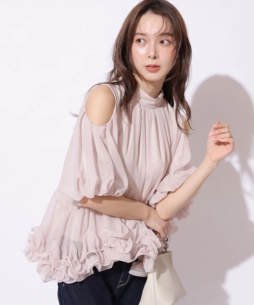 Mystrada(マイストラーダ)の「裾フリルブラウス(シャツ/ブラウス・レディース・ピンク/オフホワイト/ブラウン・38/36)」の3枚目の写真
