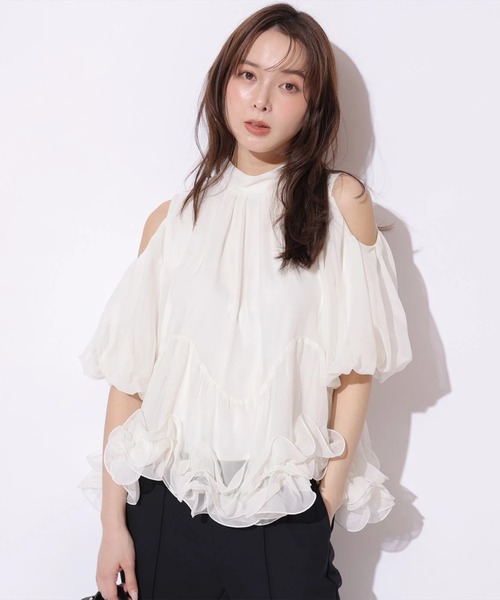 Mystrada(マイストラーダ)の「裾フリルブラウス(シャツ/ブラウス・レディース・ピンク/オフホワイト/ブラウン・38/36)」の10枚目の写真