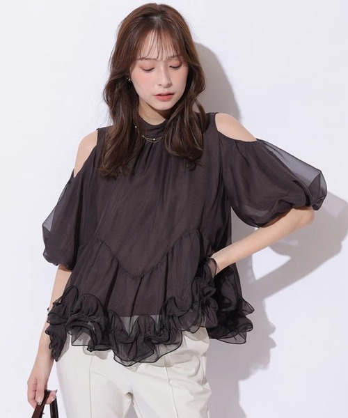 Mystrada(マイストラーダ)の「裾フリルブラウス(シャツ/ブラウス・レディース・ピンク/オフホワイト/ブラウン・38/36)」の14枚目の写真