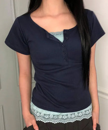 ヘンリーネック 半袖Tシャツ