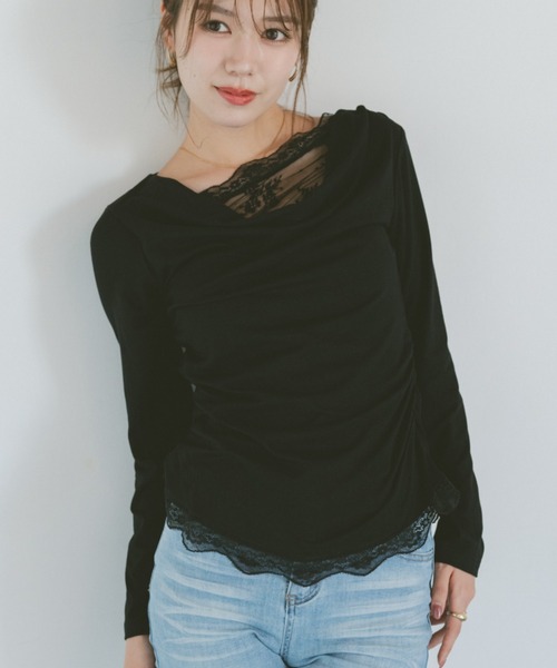 VANNIE U(ヴァニーユー)の「レースレイヤードドレープカットソー(Tシャツ/カットソー・レディース・アイボリー/ブラック・FREE)」の21枚目の写真