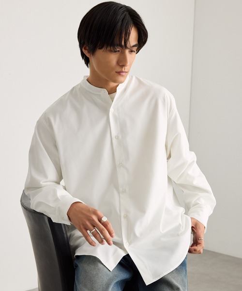 MONO-MART(モノマート)の「【EASY COMFORTシリーズ】リラックスフィット ブロード バンドカラー長袖シャツ<イージーケア>(シャツ/ブラウス・メンズ・ブラウン系/スミクロ/アイボリー/ブルー/ホワイト/ブルー系・S/M/L)」の13枚目の写真