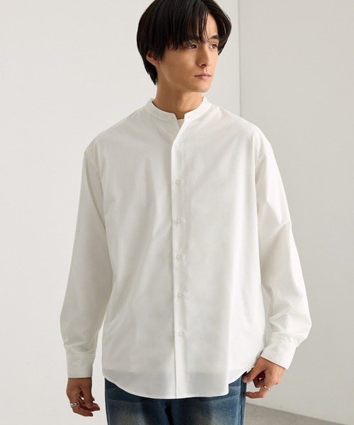 MONO-MART(モノマート)の「【EASY COMFORTシリーズ】リラックスフィット ブロード バンドカラー長袖シャツ<イージーケア>(シャツ/ブラウス・メンズ・ブラウン系/スミクロ/アイボリー/ブルー/ホワイト/ブルー系・S/M/L)」の14枚目の写真