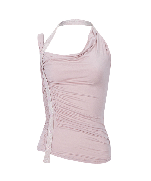 PLEASENOFOLLOW(プリーズノーフォロー)の「Hush Button Halter Sleeveless Top (Dusty Pink)(Tシャツ/カットソー・レディース・その他・FREE)」の2枚目の写真