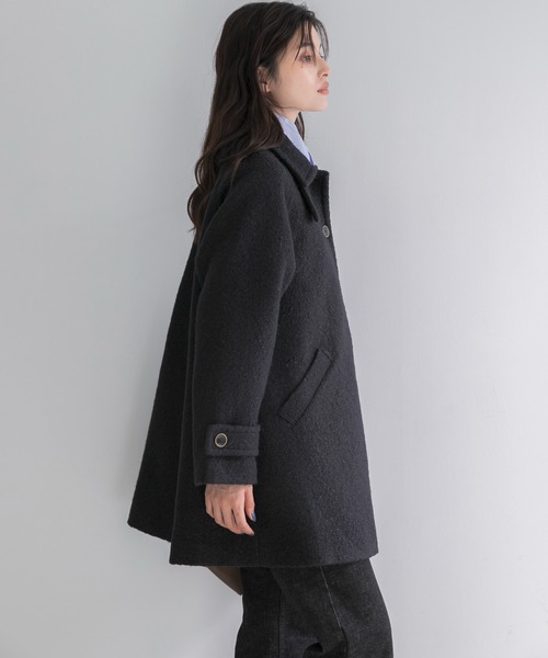 URBAN RESEARCH ROSSO WOMEN（アーバンリサーチ　ロッソ）の「ブークレステンカラーミドルコート（ステンカラーコート・レディース・ブラック/ブラウン・FREE）」の13枚目の写真