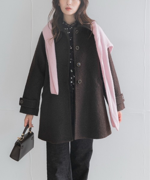 URBAN RESEARCH ROSSO WOMEN（アーバンリサーチ　ロッソ）の「ブークレステンカラーミドルコート（ステンカラーコート・レディース・ブラック/ブラウン・FREE）」の15枚目の写真