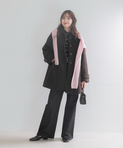 URBAN RESEARCH ROSSO WOMEN（アーバンリサーチ　ロッソ）の「ブークレステンカラーミドルコート（ステンカラーコート・レディース・ブラック/ブラウン・FREE）」の17枚目の写真