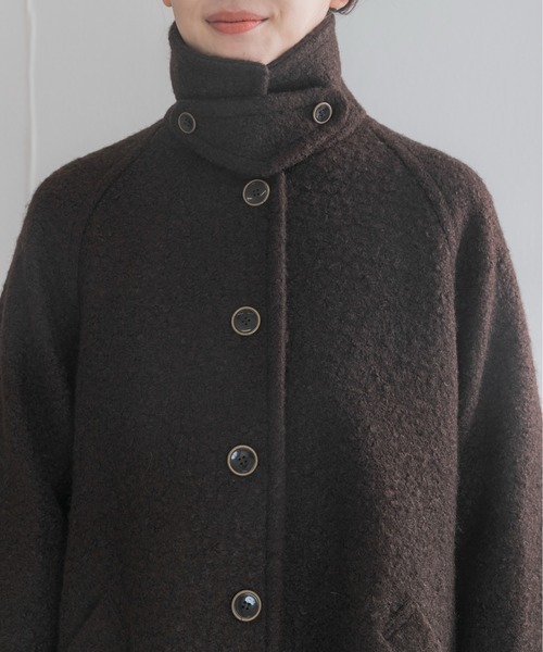 URBAN RESEARCH ROSSO WOMEN（アーバンリサーチ　ロッソ）の「ブークレステンカラーミドルコート（ステンカラーコート・レディース・ブラック/ブラウン・FREE）」の20枚目の写真