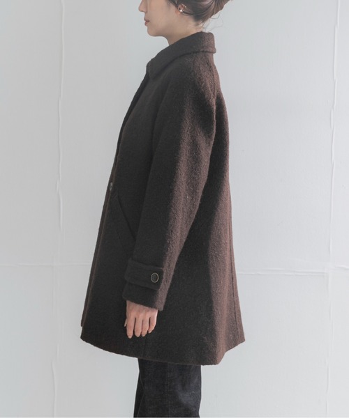 URBAN RESEARCH ROSSO WOMEN（アーバンリサーチ　ロッソ）の「ブークレステンカラーミドルコート（ステンカラーコート・レディース・ブラック/ブラウン・FREE）」の22枚目の写真