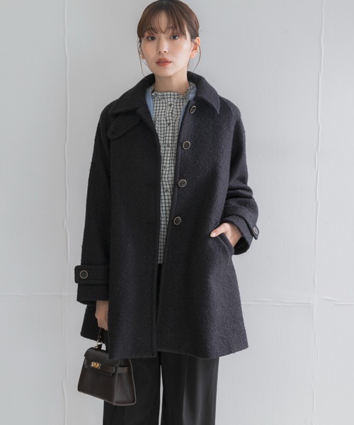 URBAN RESEARCH ROSSO WOMEN（アーバンリサーチ　ロッソ）の「ブークレステンカラーミドルコート（ステンカラーコート・レディース・ブラック/ブラウン・FREE）」の3枚目の写真