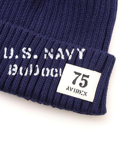 AVIREX(アヴィレックス)の「《NAVAL COLLECTION》SURPLUS STENCILPRINT COTTON KNITWATCH / サープラス ステンシルプリント コットン ニットワッチ / AVIREX / アヴィレックス(ニットキャップ/ビーニー・メンズ・ネイビー/ブラック・FREE)」の3枚目の写真