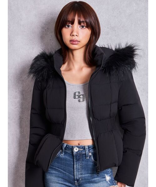 GYDA(ジェイダ)の「GGロゴラインストーンラメテレコ long sleeveトップス/ロンT(Tシャツ/カットソー・レディース・グレー/ブラック/オフホワイト・FREE)」の22枚目の写真