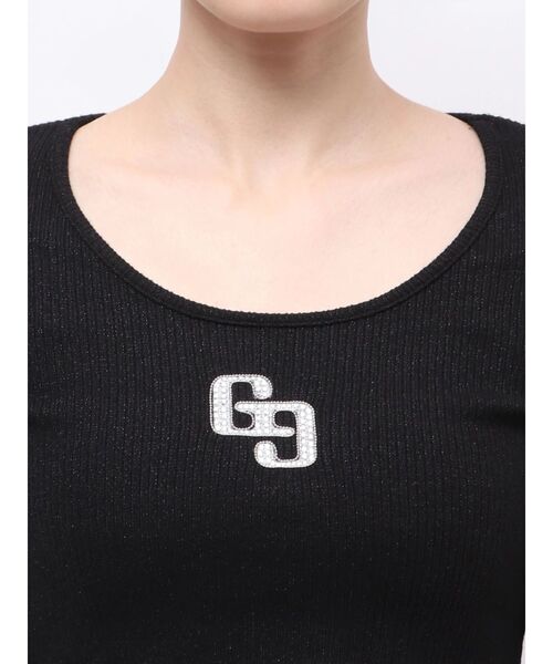 GYDA(ジェイダ)の「GGロゴラインストーンラメテレコ long sleeveトップス/ロンT(Tシャツ/カットソー・レディース・グレー/ブラック/オフホワイト・FREE)」の8枚目の写真