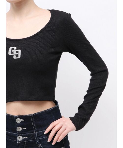 GYDA(ジェイダ)の「GGロゴラインストーンラメテレコ long sleeveトップス/ロンT(Tシャツ/カットソー・レディース・グレー/ブラック/オフホワイト・FREE)」の18枚目の写真