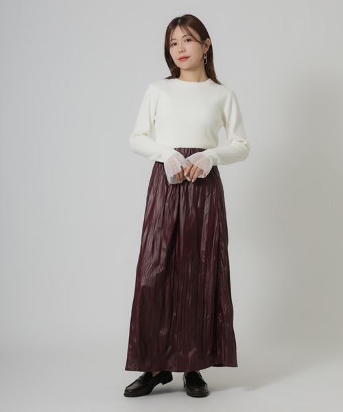 Riberry(リベリー)の「レザーライクロングスカート(スカート・レディース・ダークブラウン/バーガンディー/ブラック・MEDIUM)」の12枚目の写真