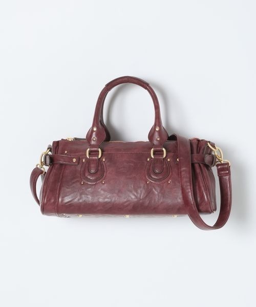 JEANASIS(ジーナシス)の「ヴィンテージバレルボストンBAG/1077740(ボストンバッグ・レディース・ブラウン/ブラック/レッド系その他・FREE)」の3枚目の写真